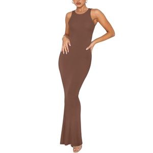 REORIA | Sleeveless Ribbed Bodycon Maxi Dress